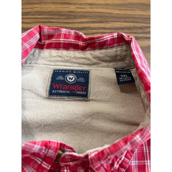 Wrangler red plaid short sleeved button front shirt size 3XL - Picture 3 of 5